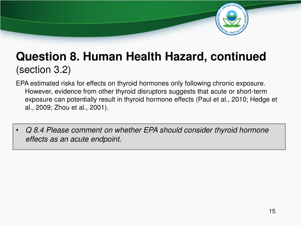 question 8 human health hazard continued section 3
