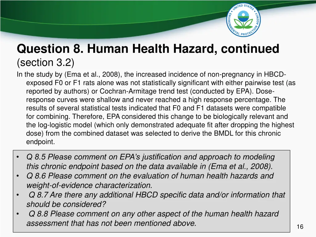 question 8 human health hazard continued section 4