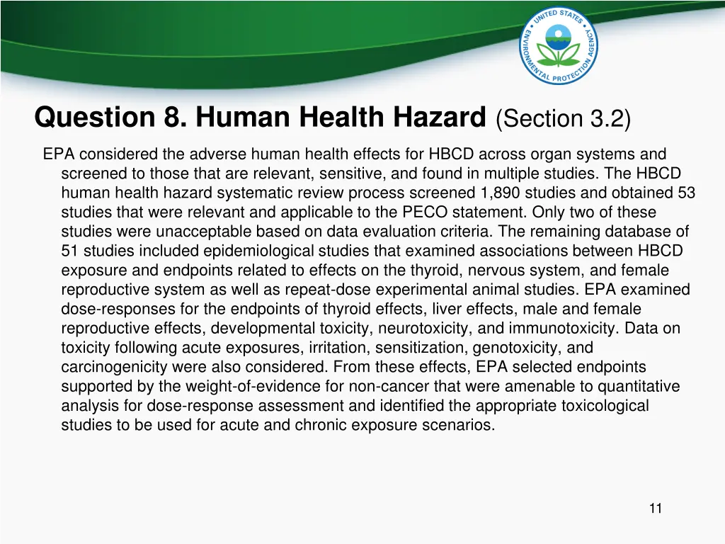 question 8 human health hazard section 3 2