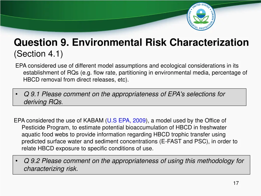 question 9 environmental risk characterization
