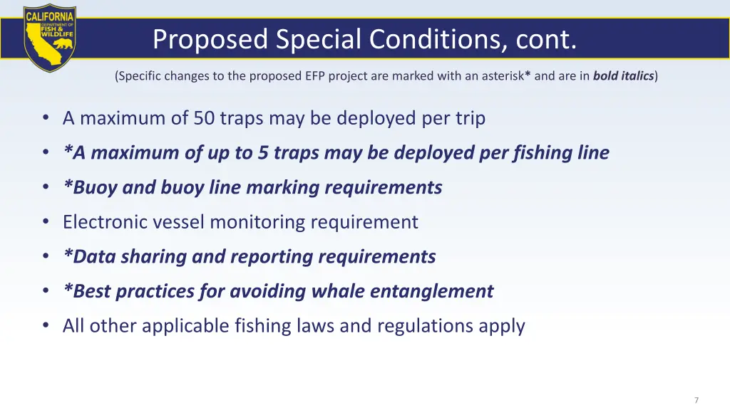 proposed special conditions cont