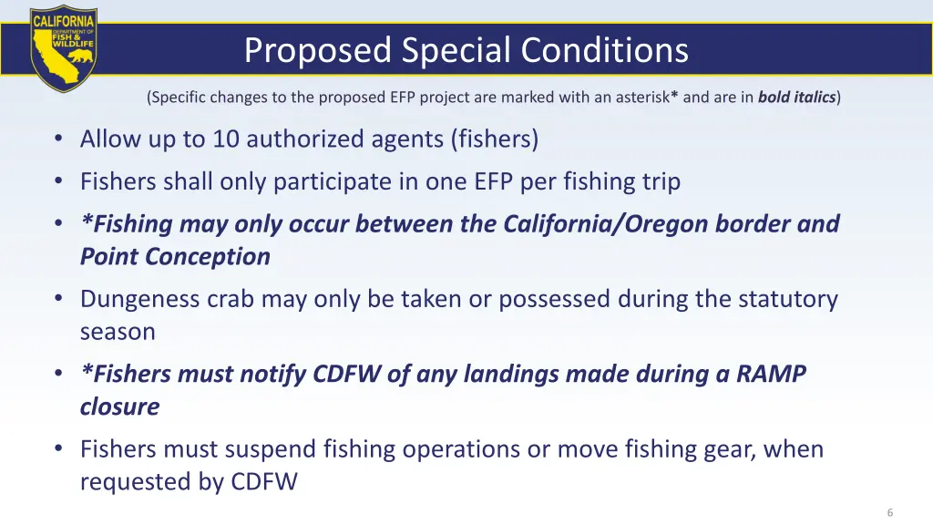 proposed special conditions