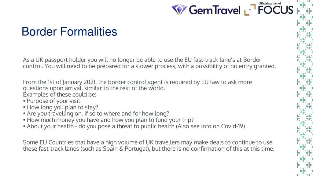 border formalities