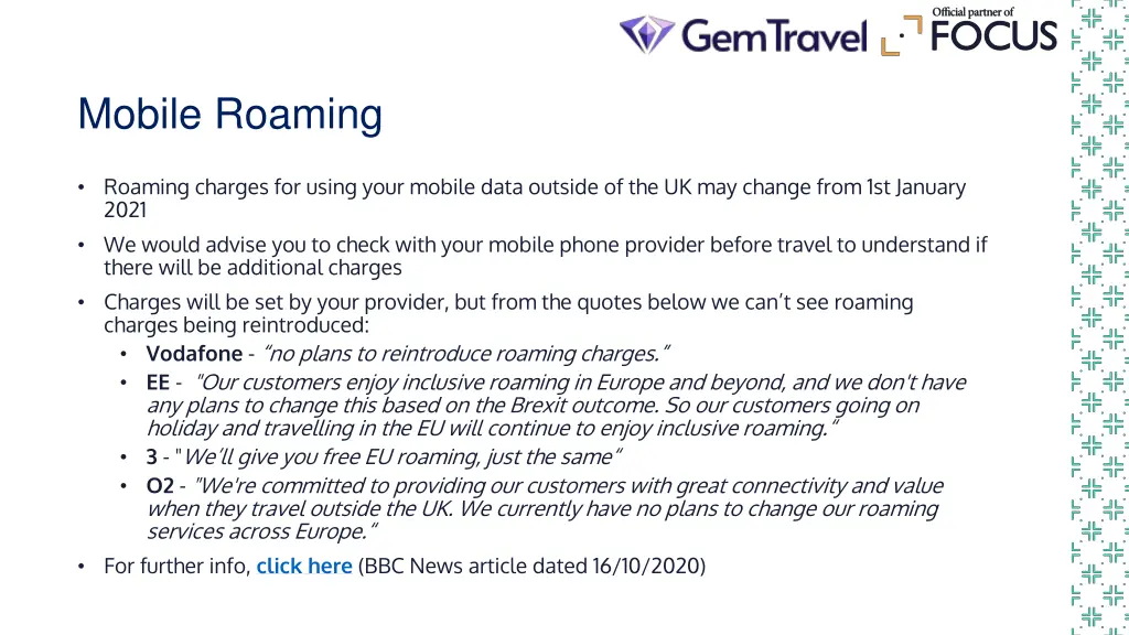 mobile roaming
