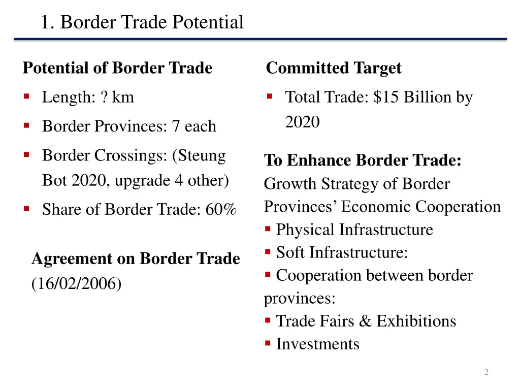 1 border trade potential