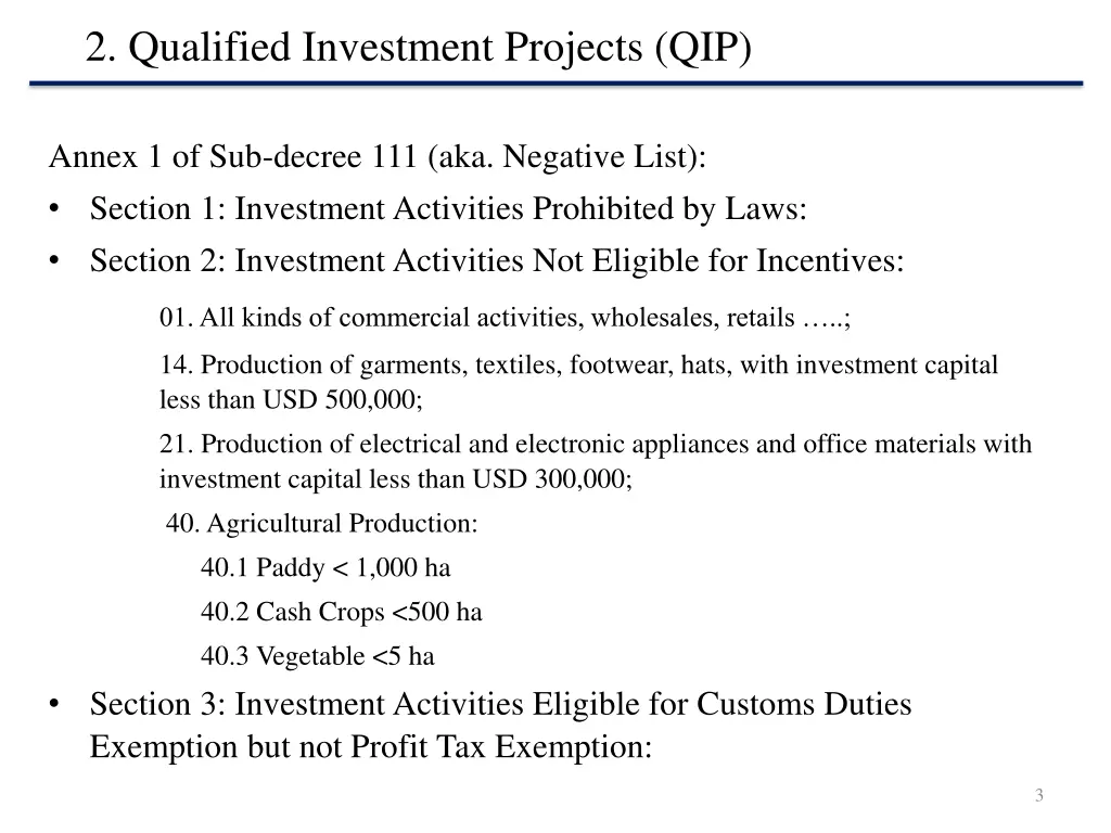 2 qualified investment projects qip