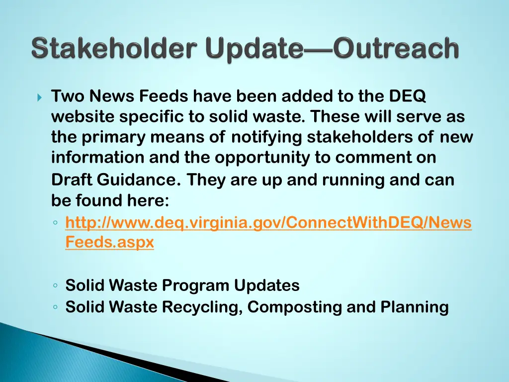 two news feeds have been added to the deq website
