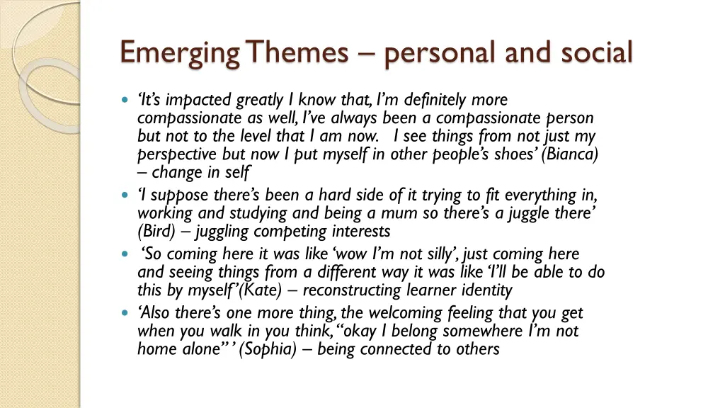 emerging themes personal and social