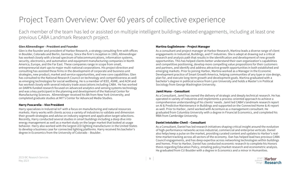 project team overview over 60 years of collective