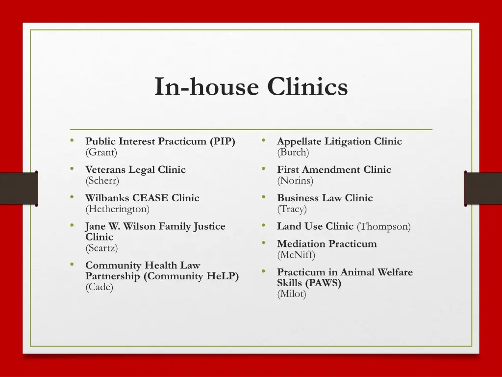 in house clinics