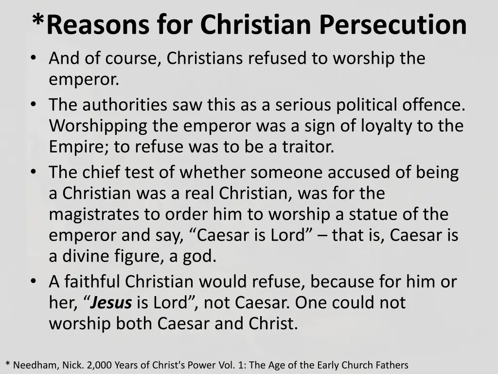 reasons for christian persecution and of course