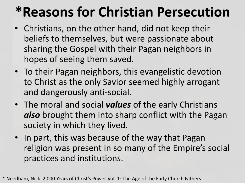 reasons for christian persecution christians