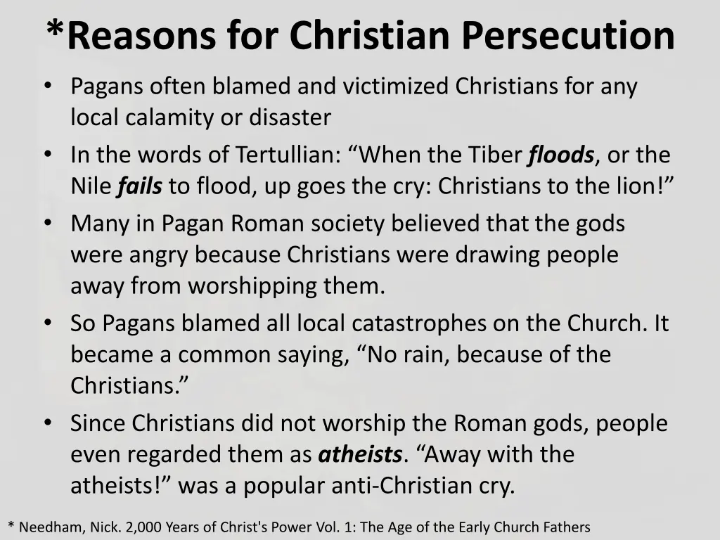 reasons for christian persecution pagans often
