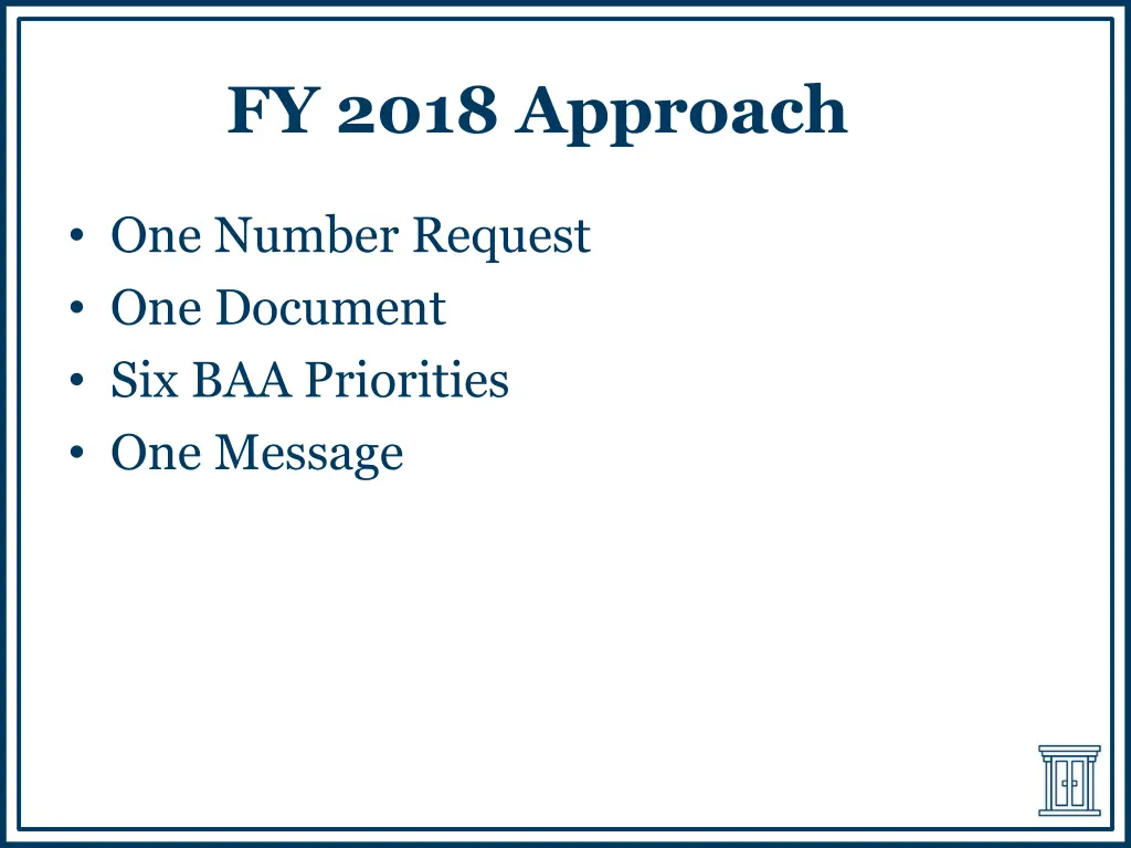 fy 2018 approach