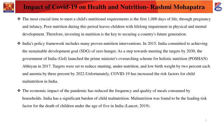 impact of covid 19 on health and nutrition rashmi