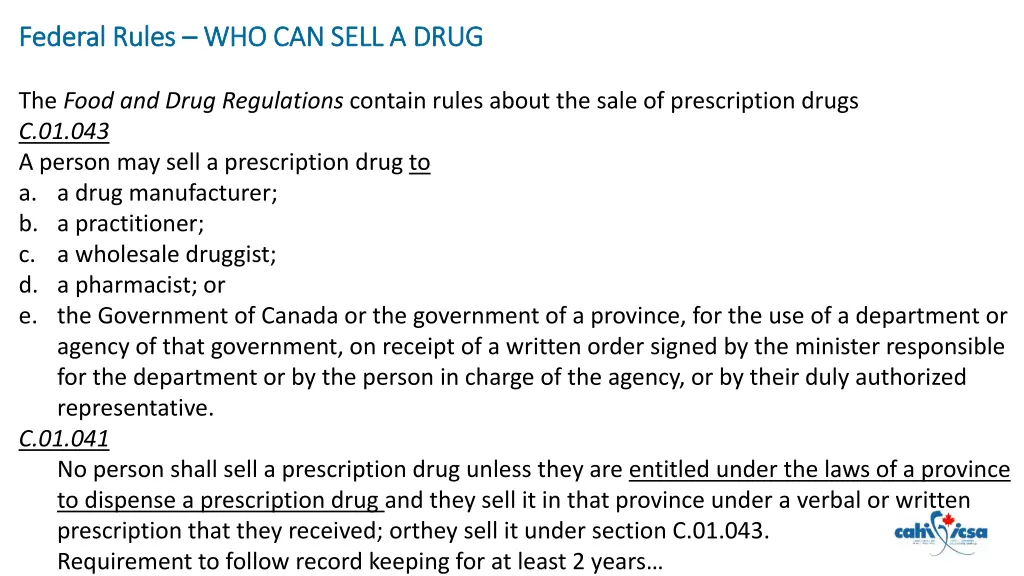 federal rules federal rules who can sell a drug