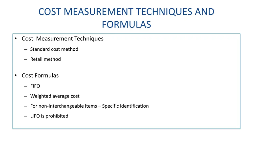 cost measurement techniques and formulas