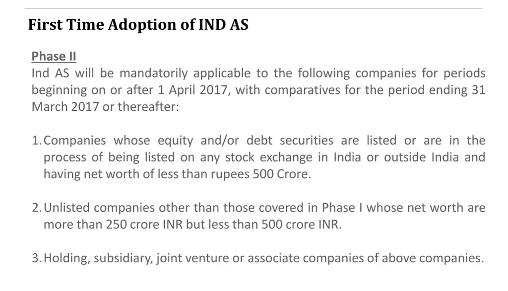 first time adoption of ind as 1