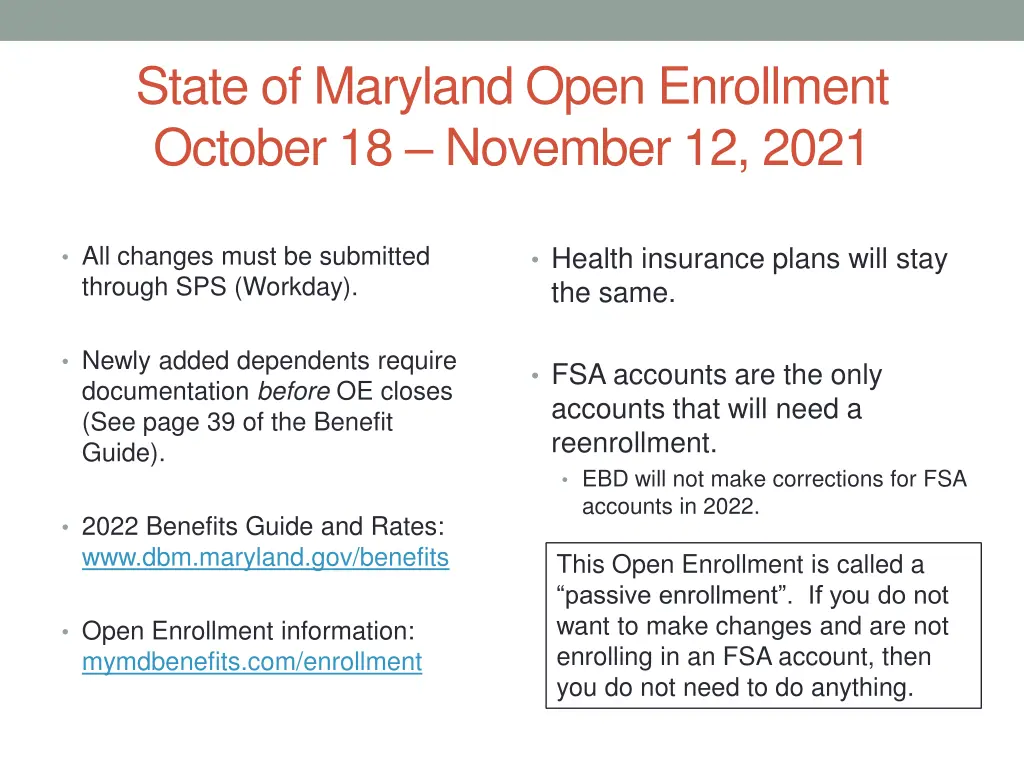 state of maryland open enrollment october