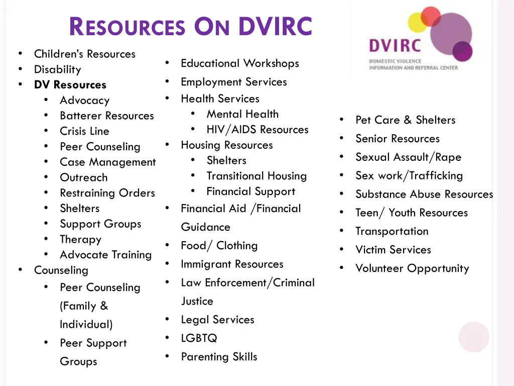 r esources o n dvirc children s resources