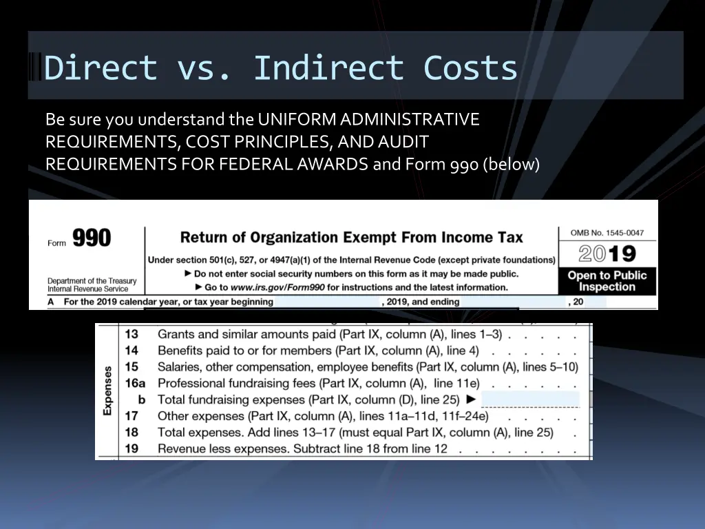 direct vs indirect costs