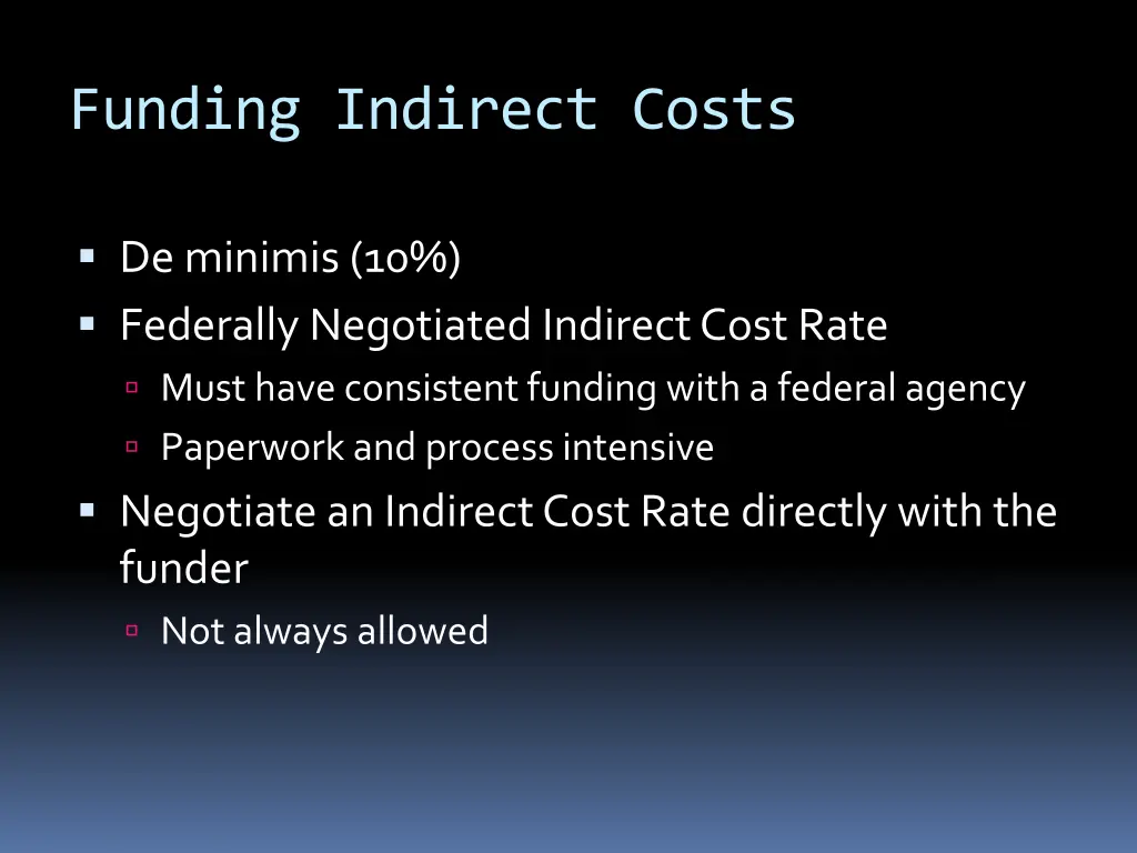 funding indirect costs
