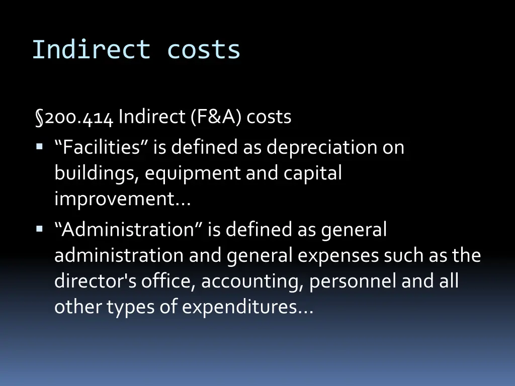 indirect costs