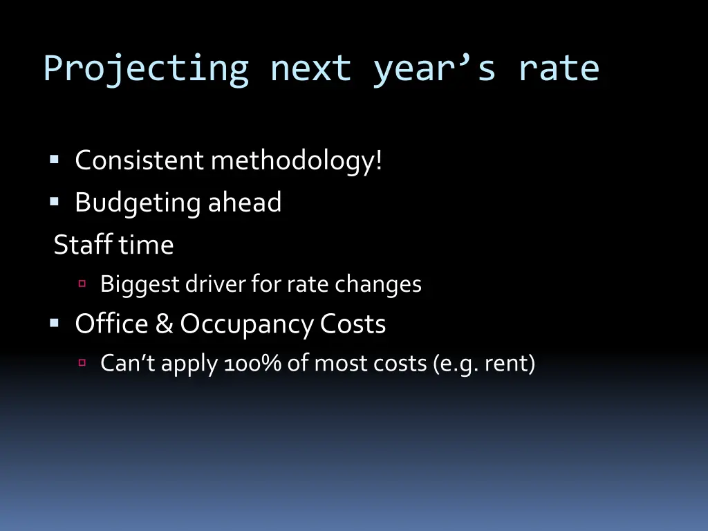 projecting next year s rate