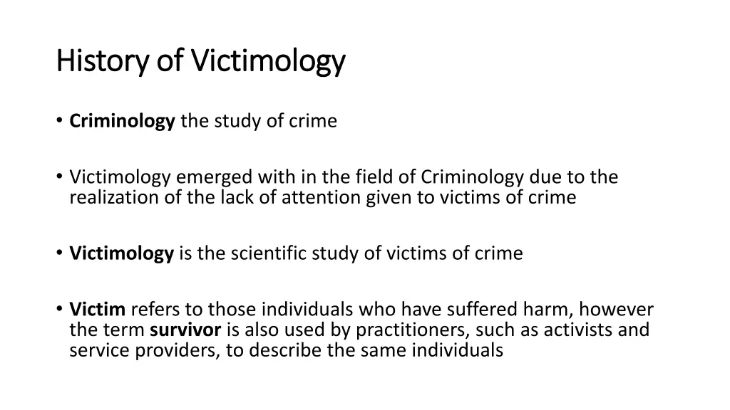 history of history of victimology victimology