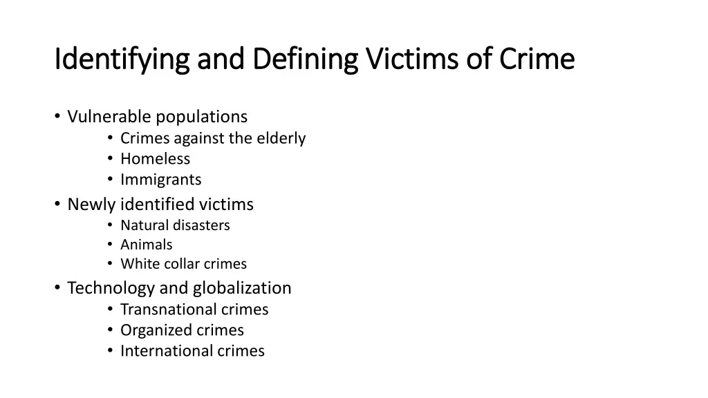 identifying and defining victims of crime