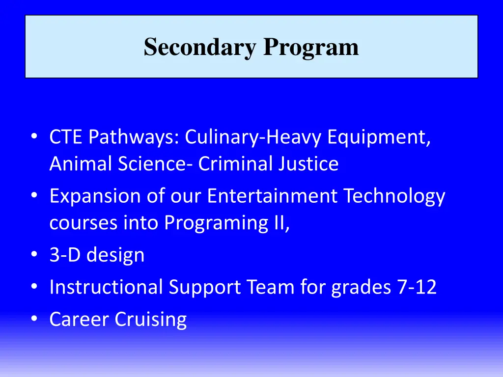 secondary program