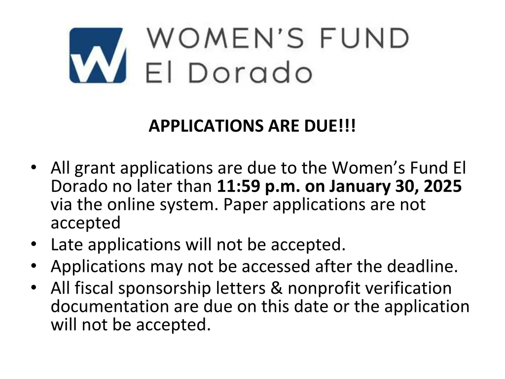 applications are due