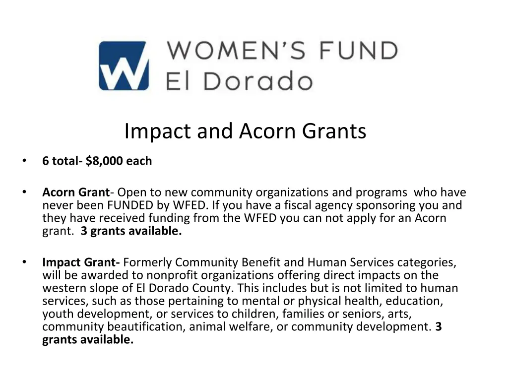 impact and acorn grants