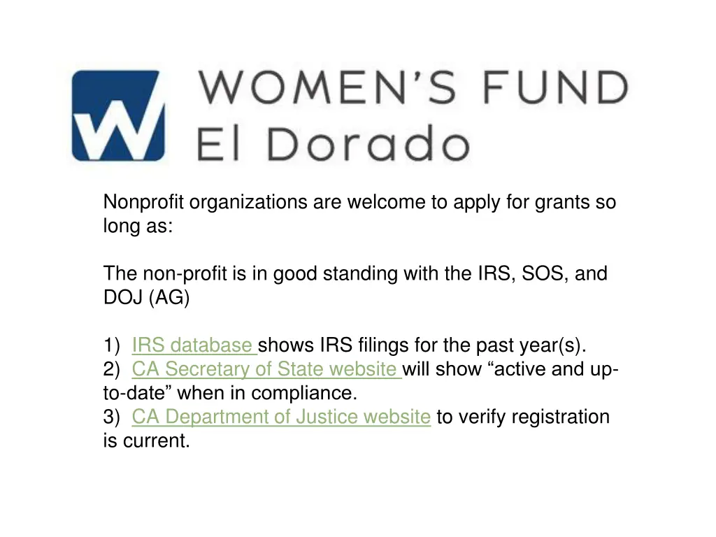nonprofit organizations are welcome to apply