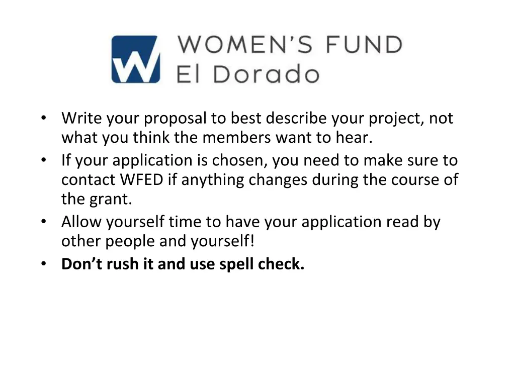 write your proposal to best describe your project