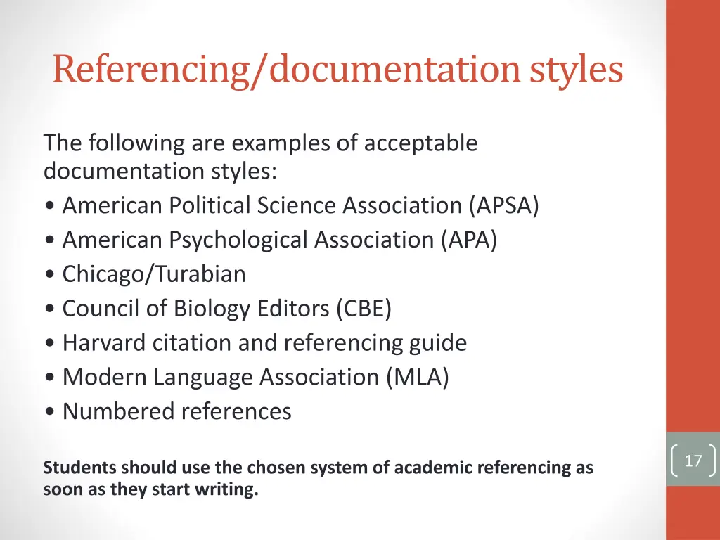 referencing documentation styles