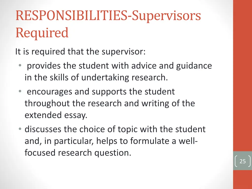 responsibilities supervisors required