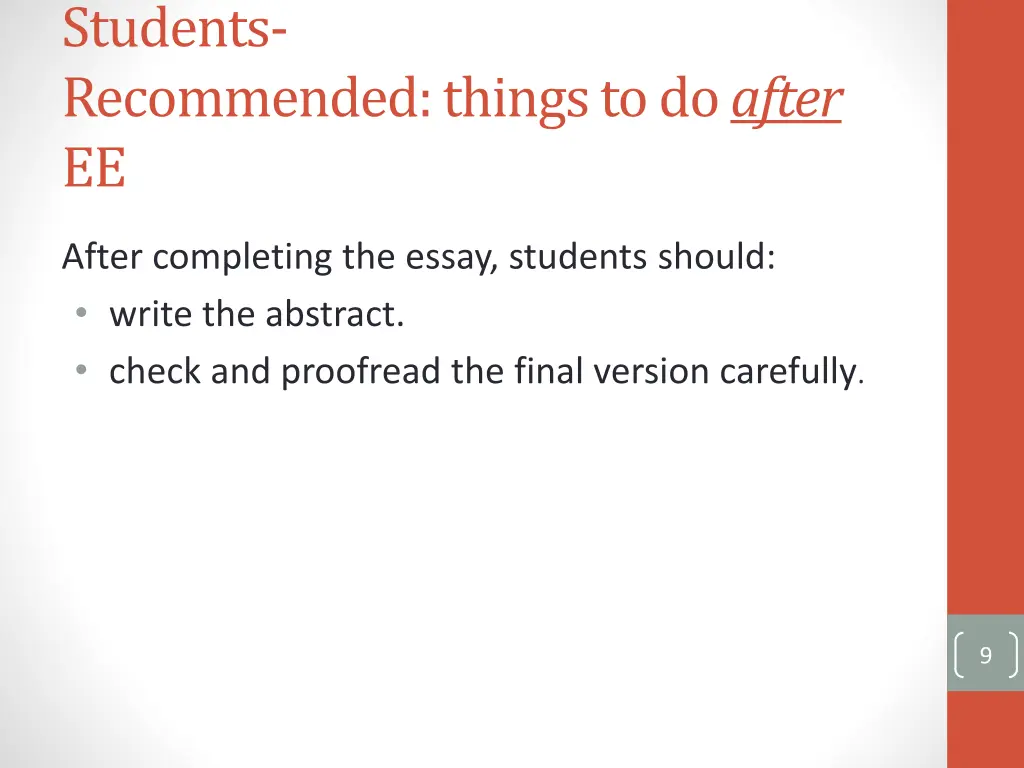 students recommended things to do after ee