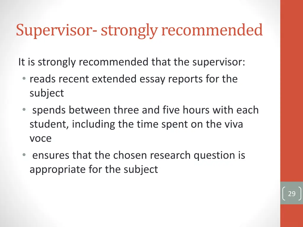 supervisor strongly recommended