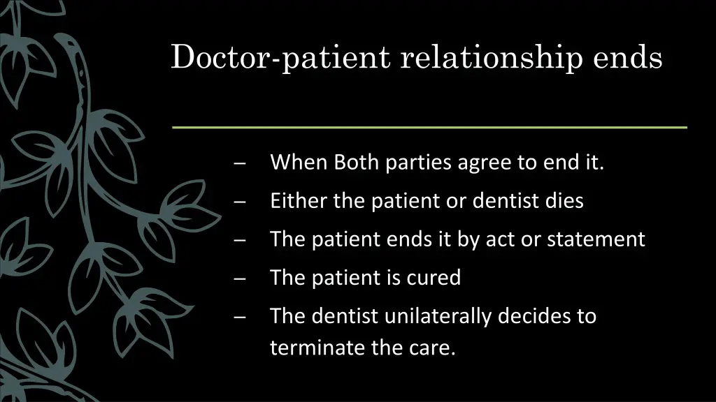 doctor patient relationship ends