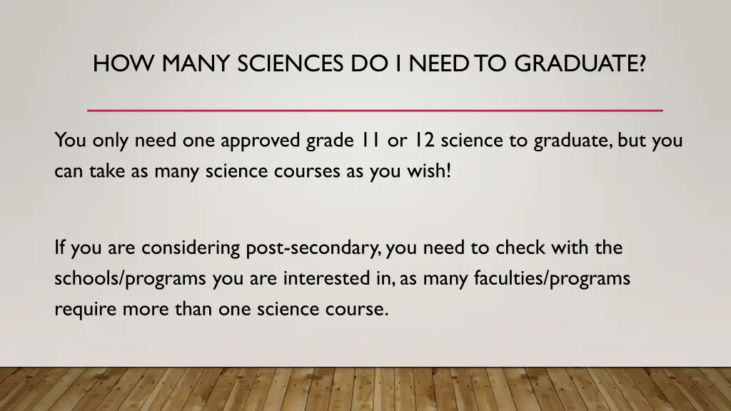how many sciences do i need to graduate