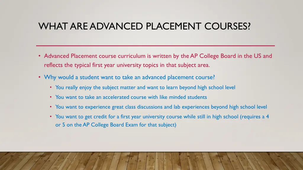 what are advanced placement courses