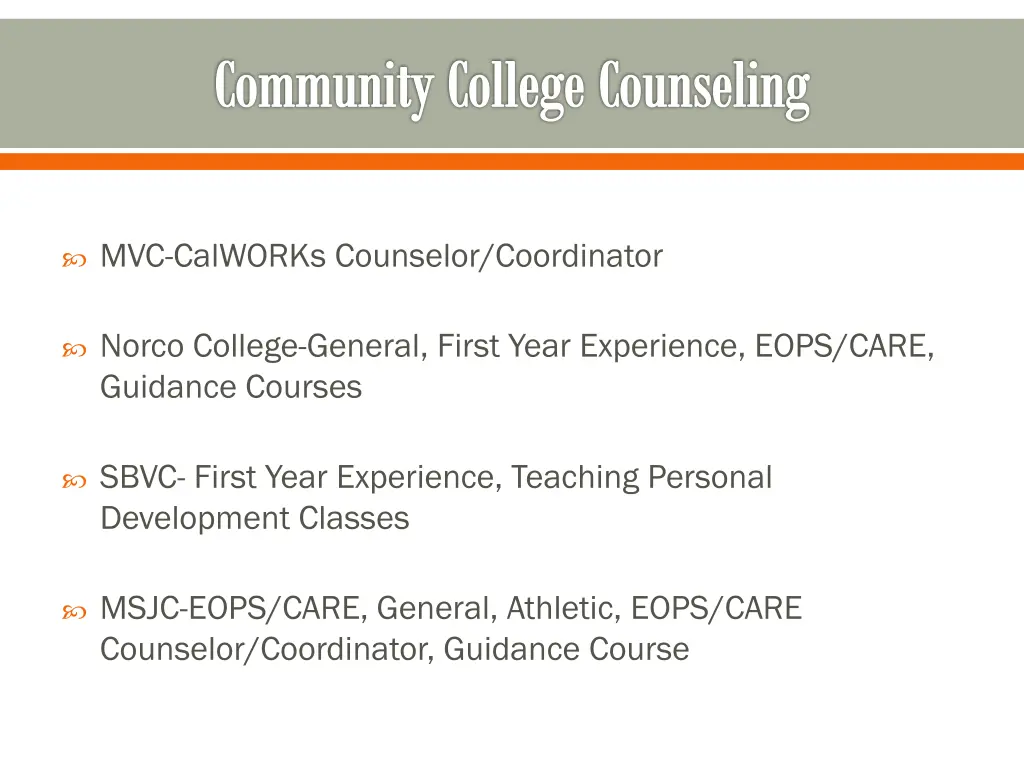 community college counseling