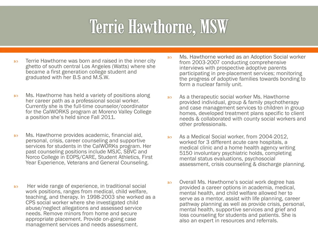 terrie hawthorne msw