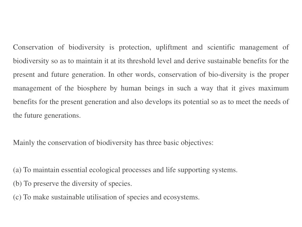 conservation of biodiversity is protection