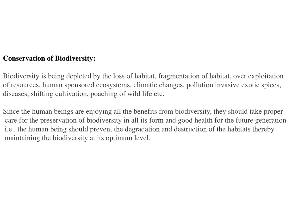 conservation of biodiversity