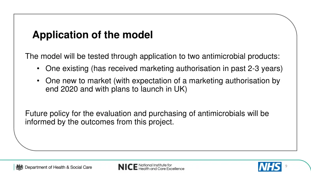 application of the model