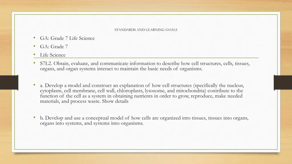 standards and learning goals
