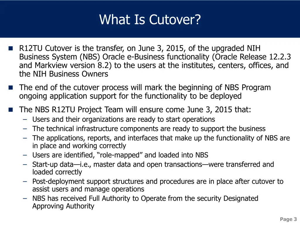 what is cutover