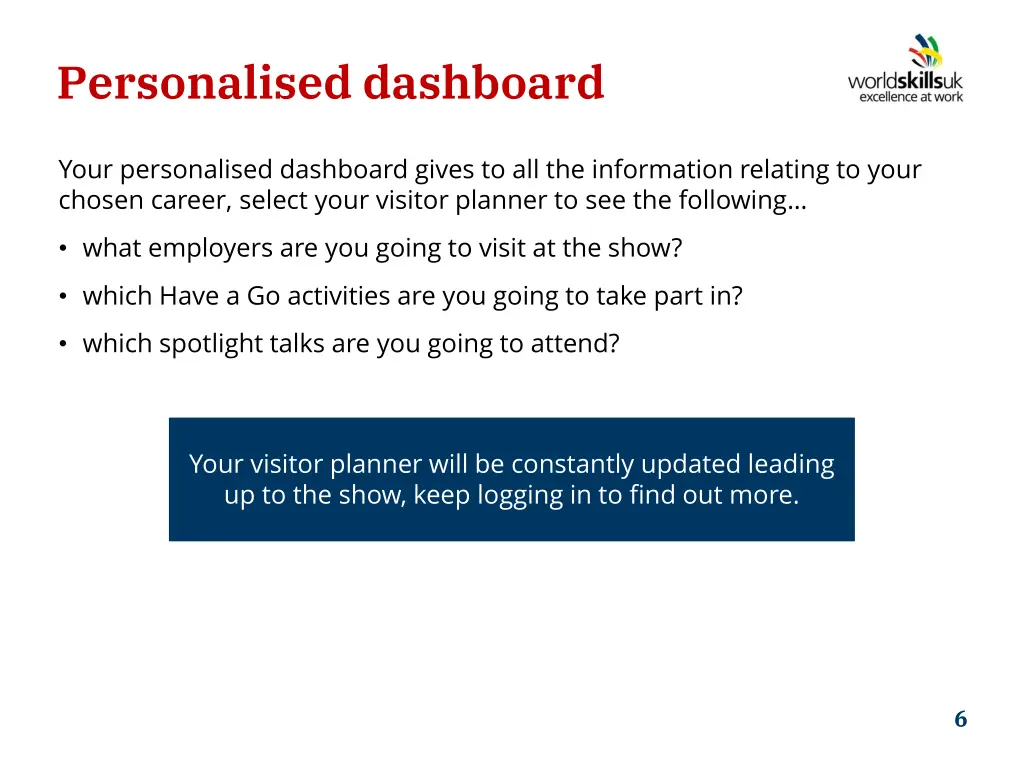 personalised dashboard